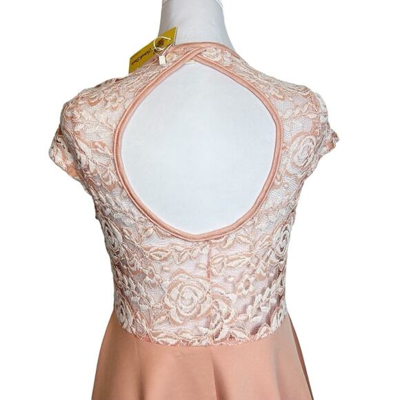🆕 Catwalk Studia Dress Juniors Size L Peach Pink Lace Babydoll Cutout NWT - Picture 6 of 12